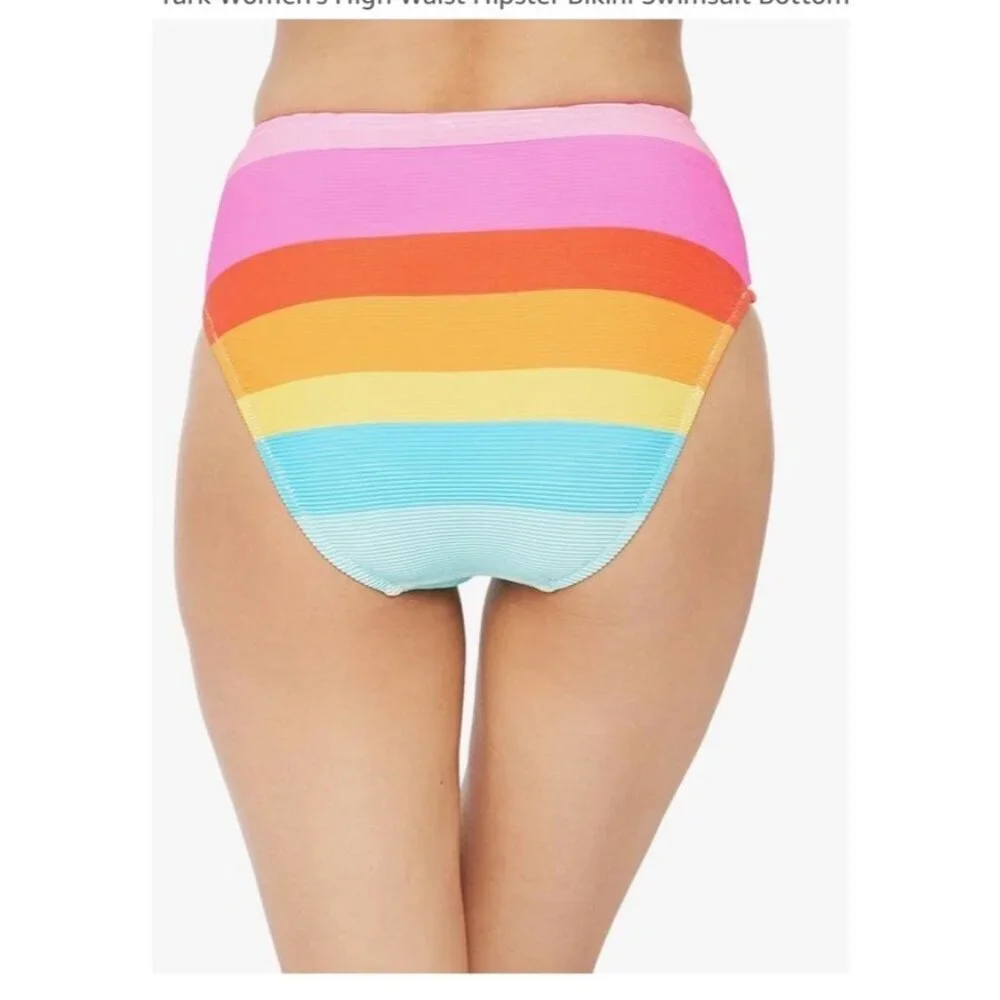 Trina Turk Women's High Waist Hipster Bikini Swimsuit Bottom Rainbow Size 0 NWT - Picture 2 of 6
